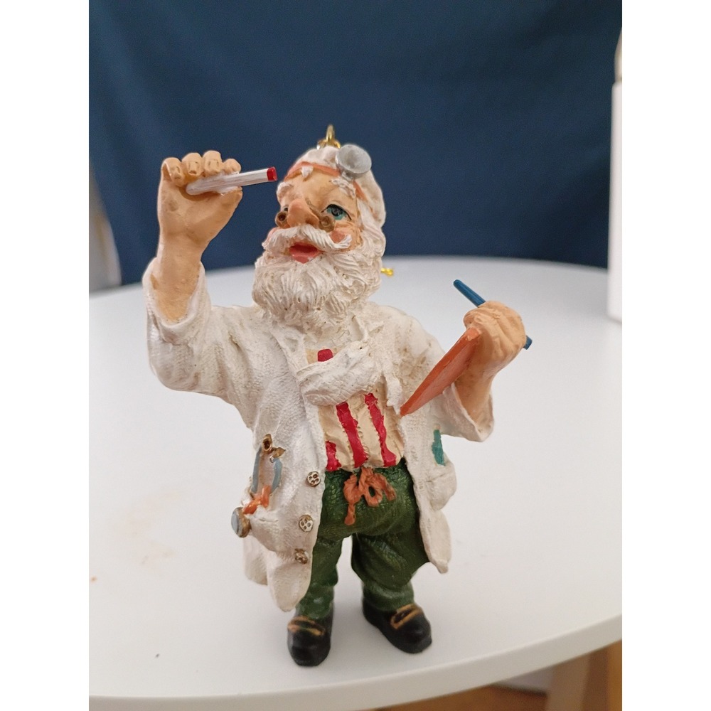 Doctor Santa Claus Christmas Ornament Medical Physician Lab Coat Resin 4.5"